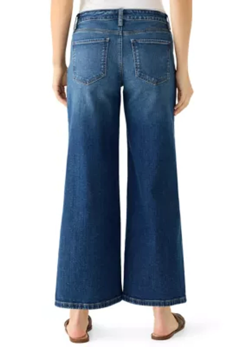 Women's Mid-Rise Wide Leg Cropped Jeans
