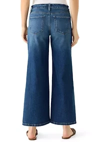 Women's Mid-Rise Wide Leg Cropped Jeans