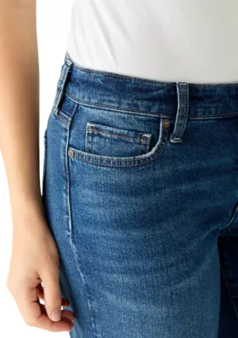 Women's Mid-Rise Wide Leg Cropped Jeans