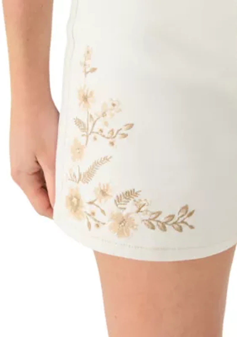 Women's High Rise Embroidered Shorts