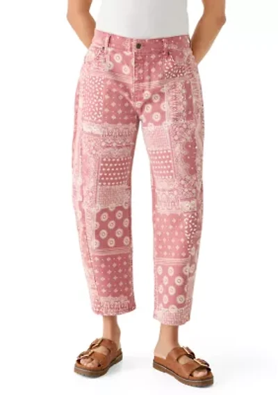 Women's Mid-Rise Printed Barrel Pants