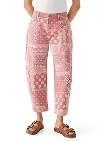 Women's Mid-Rise Printed Barrel Pants