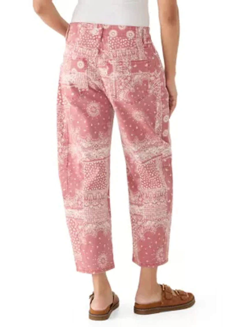Women's Mid-Rise Printed Barrel Pants