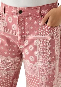 Women's Mid-Rise Printed Barrel Pants