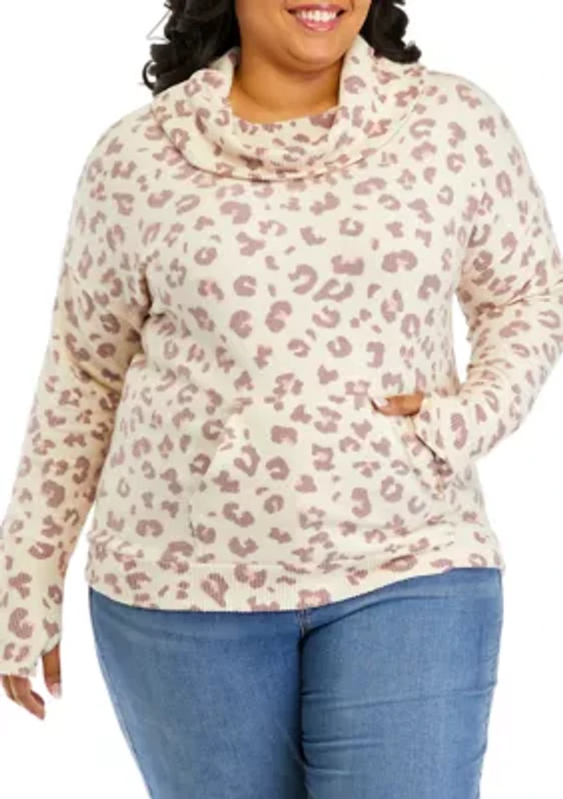 Plus Long Sleeve Cowl Neck Sweatshirt