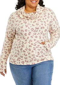 Plus Long Sleeve Cowl Neck Sweatshirt