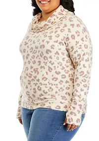 Plus Long Sleeve Cowl Neck Sweatshirt