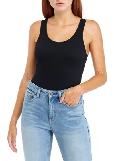 Juniors' Seamless Ribbed Knit V-Neck Bodysuit