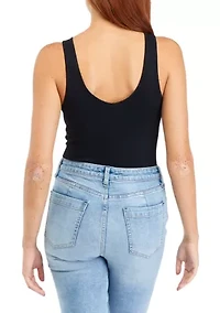 Juniors' Seamless Ribbed Knit V-Neck Bodysuit