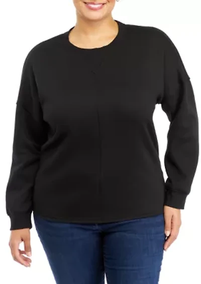 Plus Long Sleeve Crew Neck Tunic Fleece Top