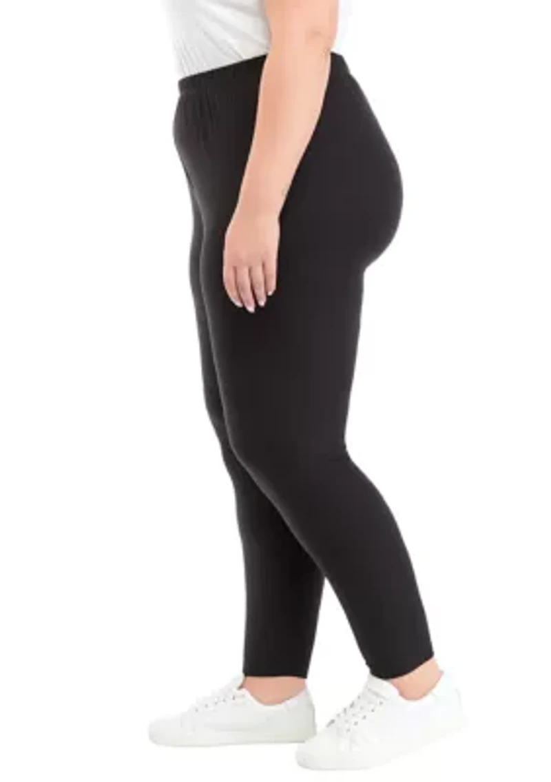 Plus High Rise Pocket Pull On Leggings