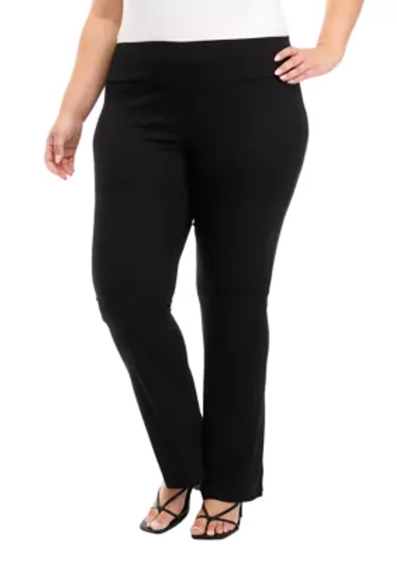 Plus Pull On Ribbed Flare Pants