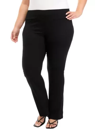 Plus Pull On Ribbed Flare Pants