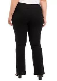 Plus Pull On Ribbed Flare Pants