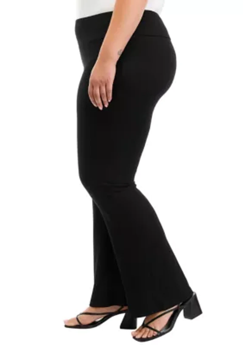 Plus Pull On Ribbed Flare Pants
