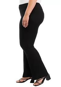 Plus Pull On Ribbed Flare Pants