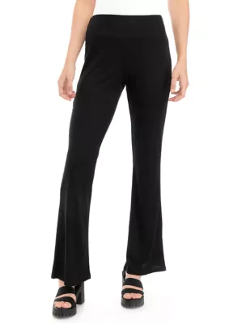 Juniors' Pull On Ribbed Flare Pants