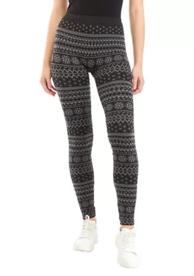 Juniors' Jacquard Fleece Leggings