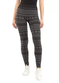 Juniors' Jacquard Fleece Leggings