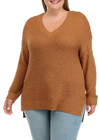 Plus Long Sleeve Tunic Cross Back Sweater