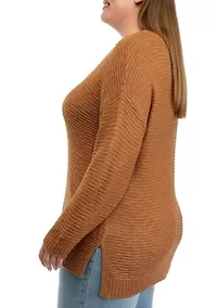 Plus Long Sleeve Tunic Cross Back Sweater