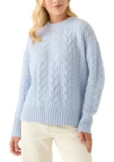 Women's Long Sleeve Crew Neck Mix Cable Knit Sweater