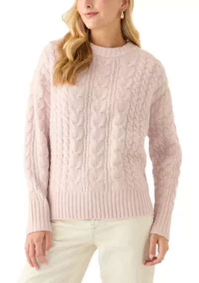Women's Long Sleeve Crew Neck Mix Cable Knit Sweater