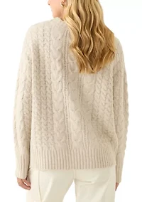 Women's Long Sleeve Crew Neck Mix Cable Knit Sweater