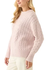 Women's Long Sleeve Crew Neck Mix Cable Knit Sweater