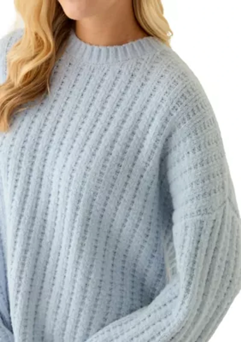 Women's Long Sleeve Crew Neck Textured Sweater