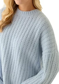 Women's Long Sleeve Crew Neck Textured Sweater