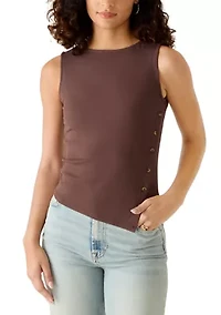 Women's Sleeveless Ribbed Asymmetrical Top
