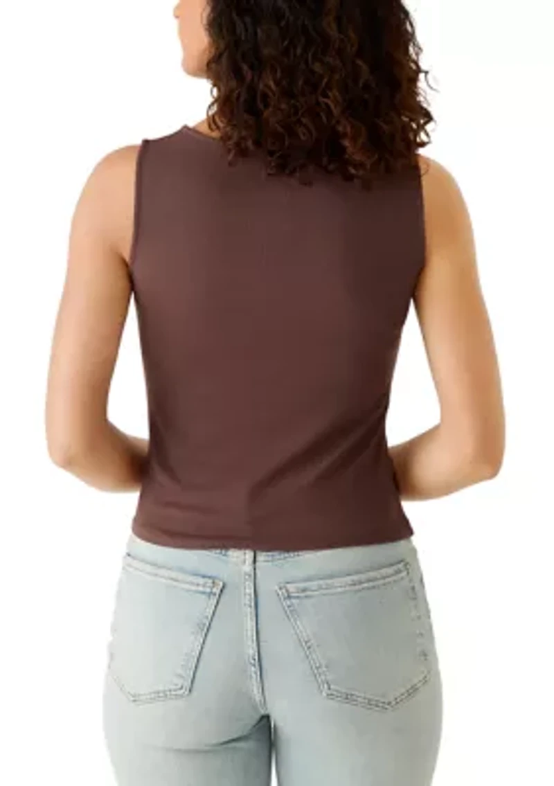 Women's Sleeveless Ribbed Asymmetrical Top