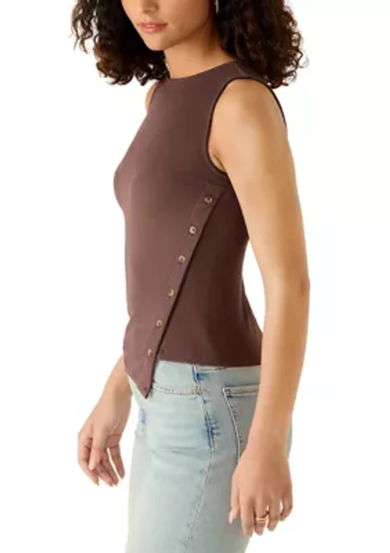 Women's Sleeveless Ribbed Asymmetrical Top