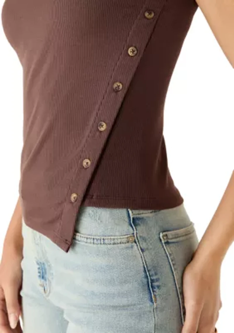 Women's Sleeveless Ribbed Asymmetrical Top