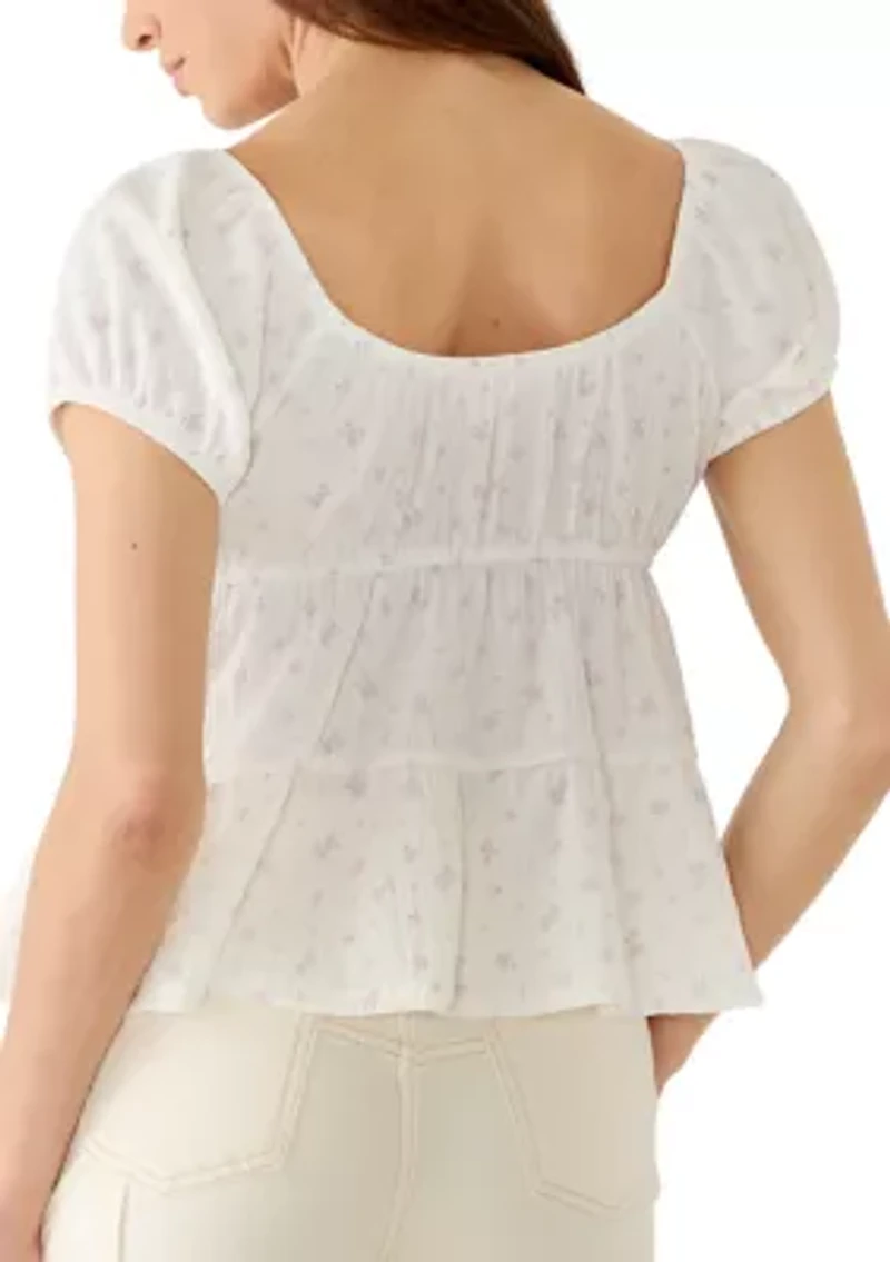 Women's Short Sleeve Baby Doll Puff Top