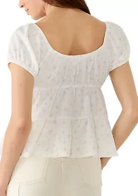 Women's Short Sleeve Baby Doll Puff Top