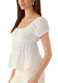 Women's Short Sleeve Baby Doll Puff Top