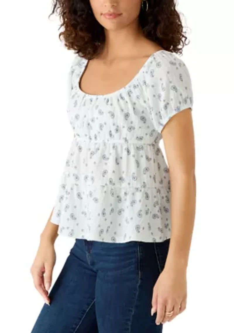 Women's Short Sleeve Baby Doll Puff Top