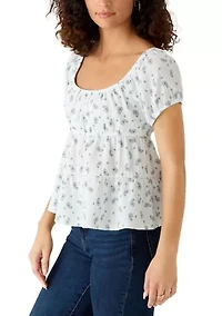 Women's Short Sleeve Baby Doll Puff Top