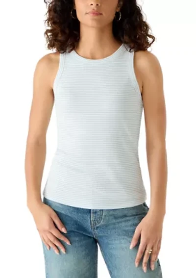 Women's Hi Crew Neck Striped Tank
