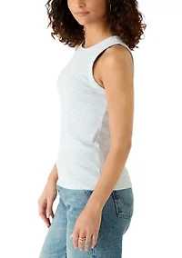 Women's Hi Crew Neck Striped Tank
