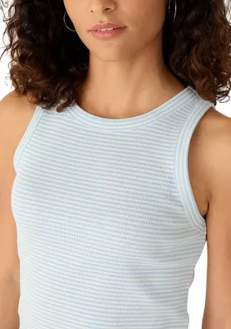 Women's Hi Crew Neck Striped Tank