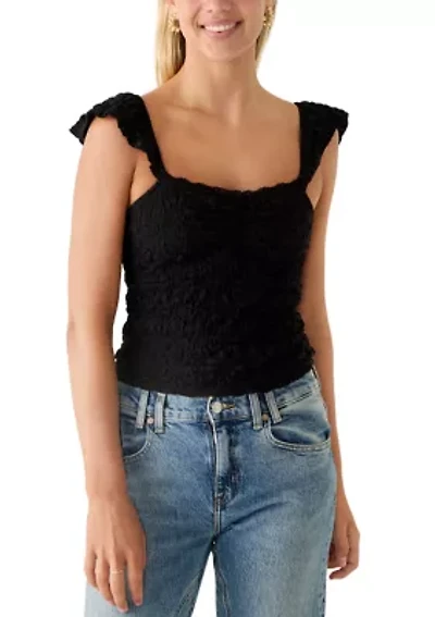 Women's Sleeveless Ruffle Lace Top