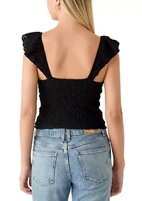 Women's Sleeveless Ruffle Lace Top