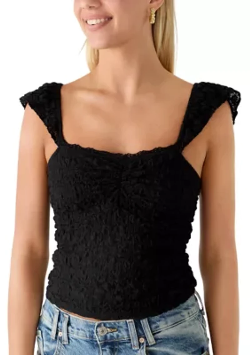 Women's Sleeveless Ruffle Lace Top