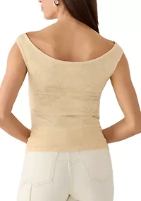 Women's Off Shoulder Printed Mesh Top