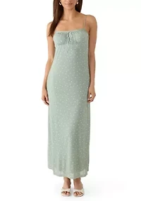 Women's Empire Waist Lace Trim Bow Maxi Dress