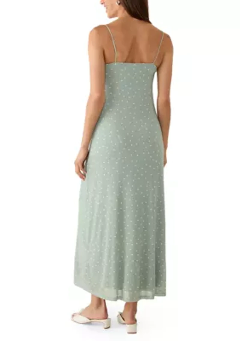 Women's Empire Waist Lace Trim Bow Maxi Dress