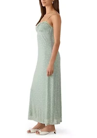 Women's Empire Waist Lace Trim Bow Maxi Dress